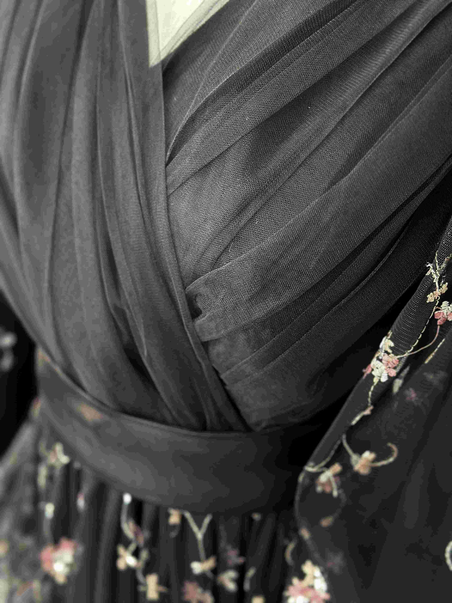 Black Serene Long Net Dress