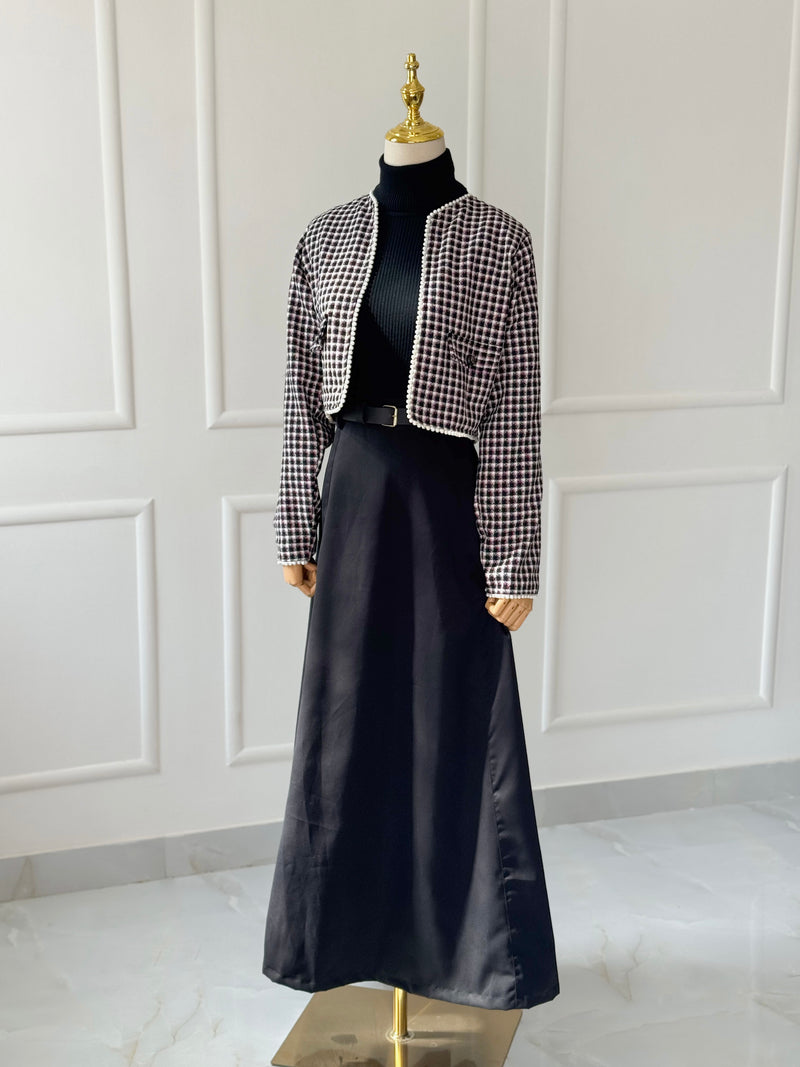 Midnight Tweed Crop Jacket