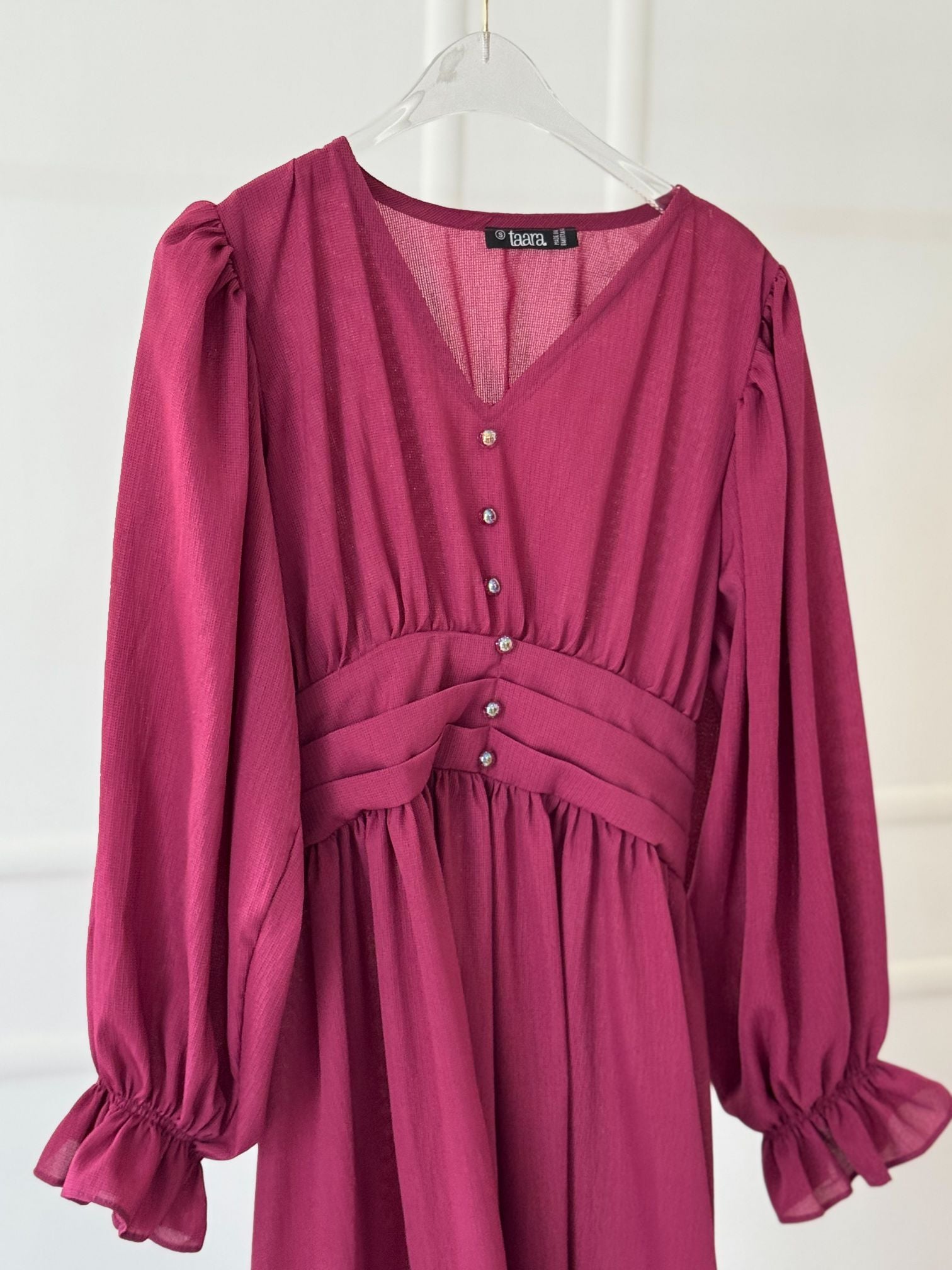 Plum Smoked-back Long Dress