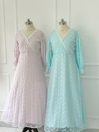 Sky Embroidered Net Long Dress