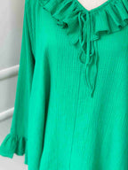 Forest Green Ruffled Top