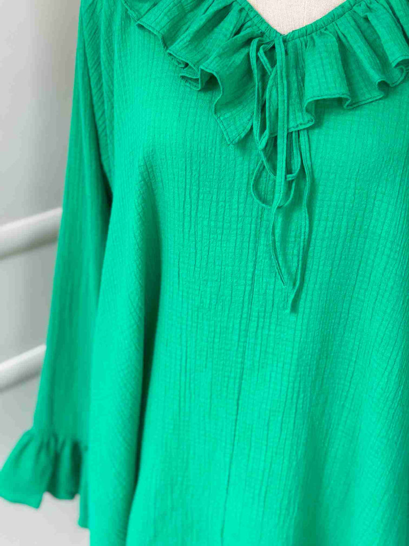 Forest Green Ruffled Top