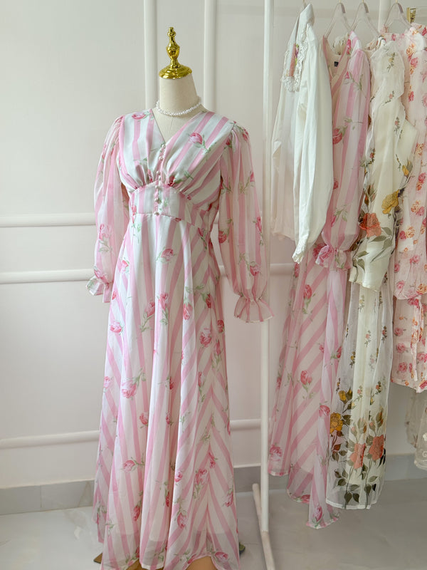 Taffy Pink and White Organza Dress