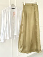 Olive Green Silk Skirt