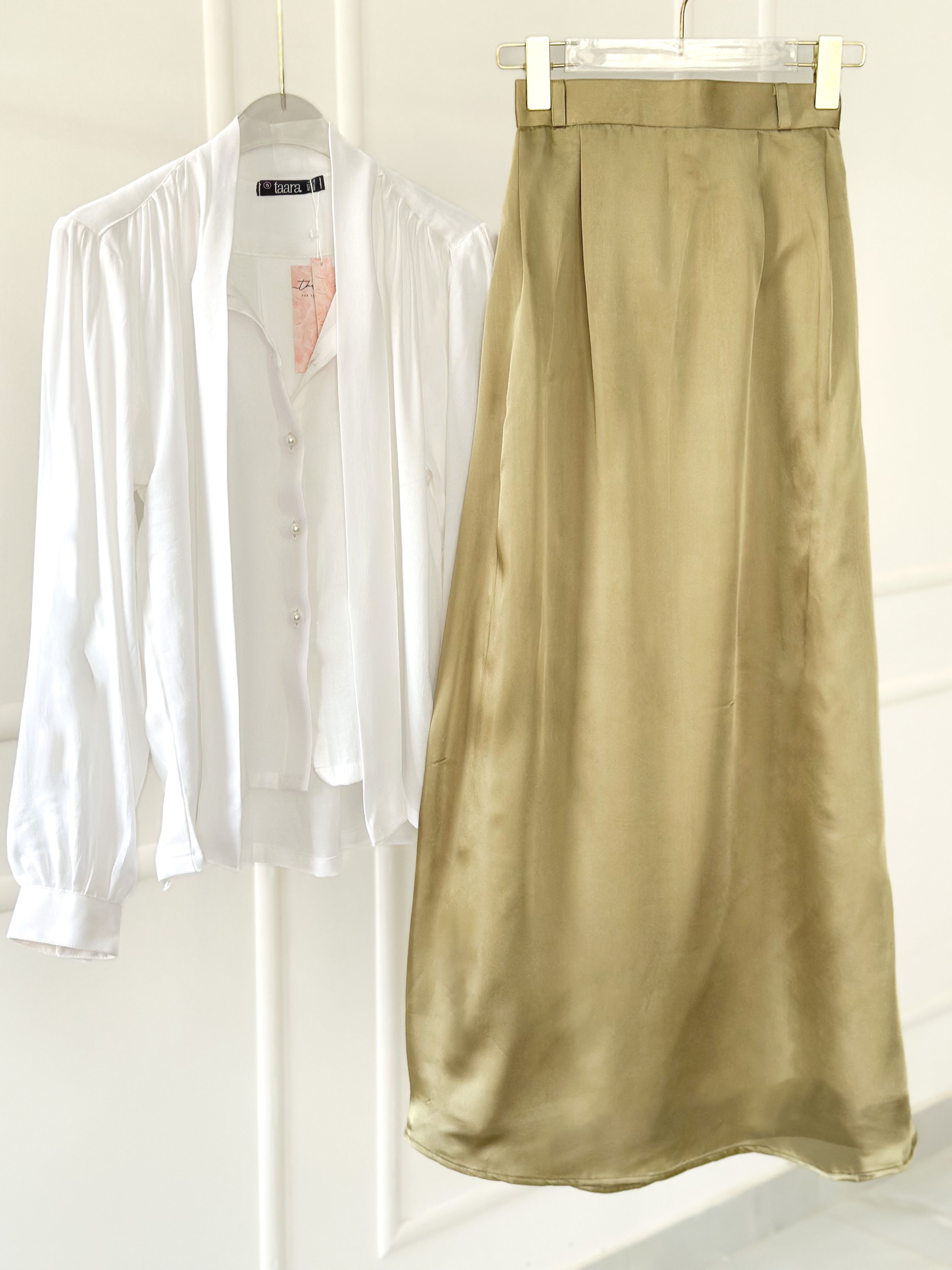 Olive Green Silk Skirt