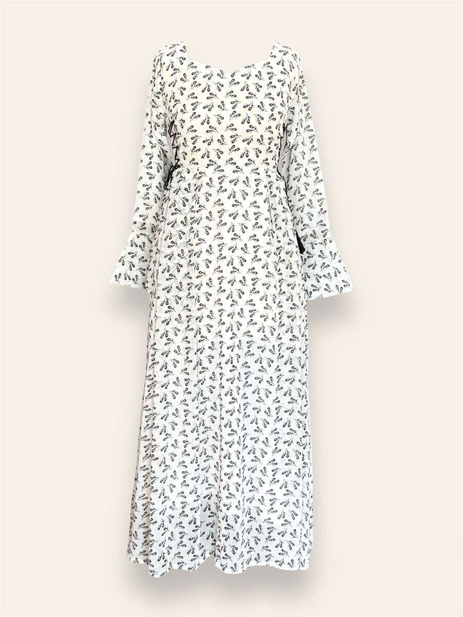 Petal Long Dress with Side Lace-up