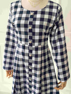 Lira Blue Chequered Long Dress