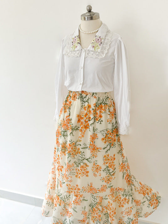 Orchid Floral Long Skirt