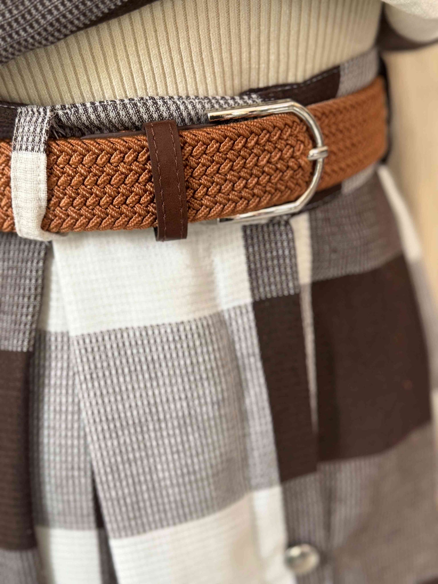 Caramel Two Piece Vest And Skirt Set