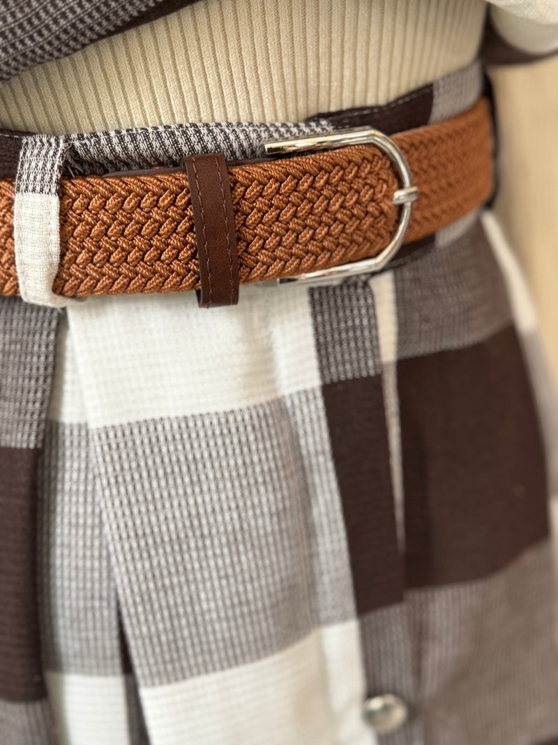 Caramel Two Piece Vest And Skirt Set