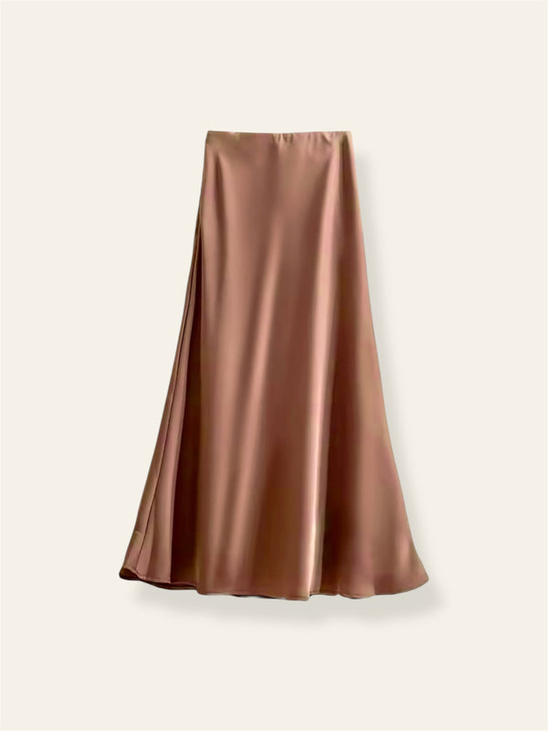 Mocha Brown Long Silk Skirt