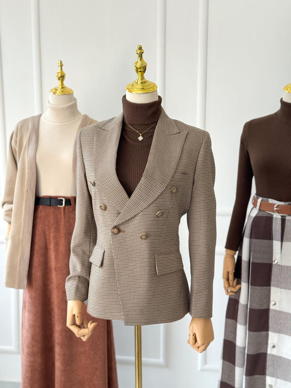 Chestnut Grid Tailored Blazer