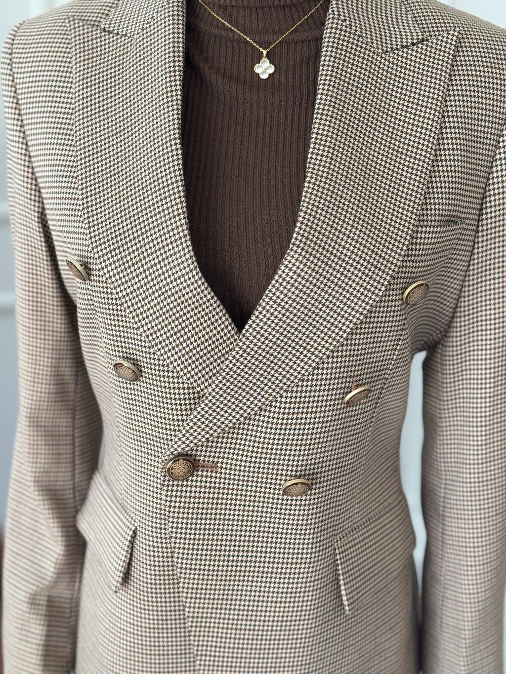 Chestnut Grid Tailored Blazer