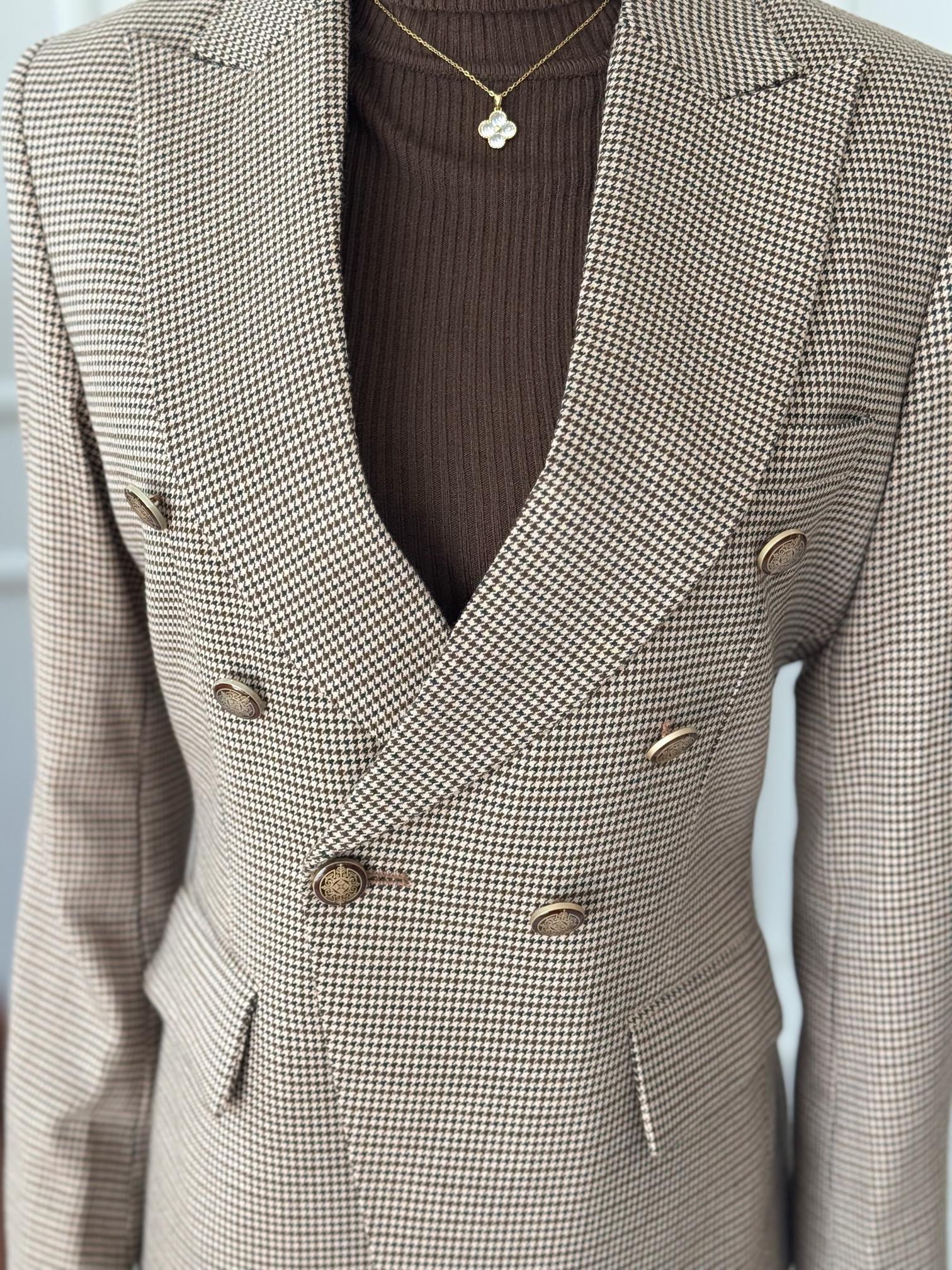 Chestnut Grid Tailored Blazer