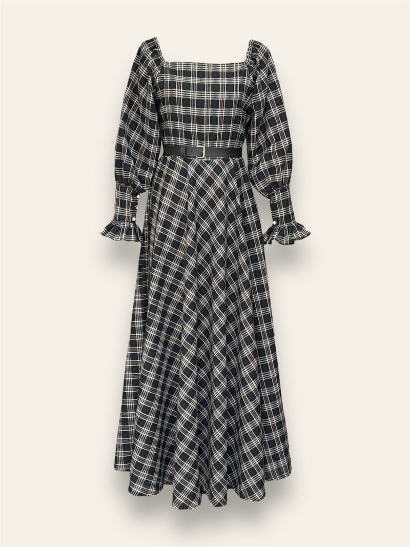 Majesty Black Checkered Long Dress