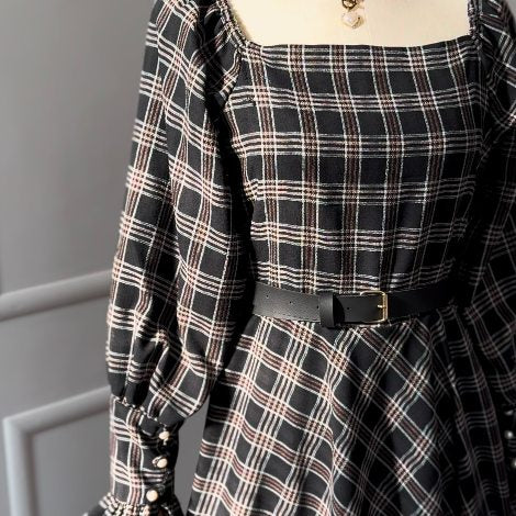 Majesty Black Checkered Long Dress