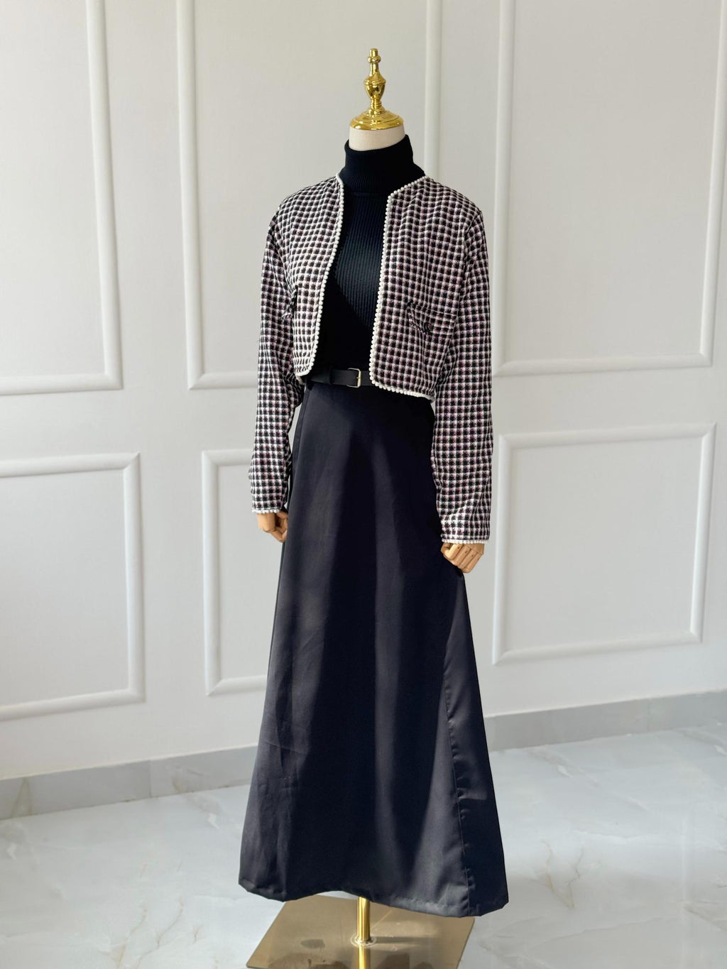 Midnight Tweed Crop Jacket