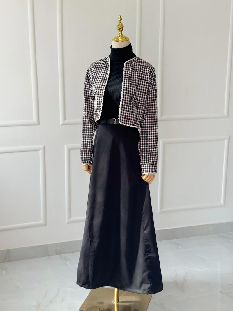 Midnight Tweed Crop Jacket